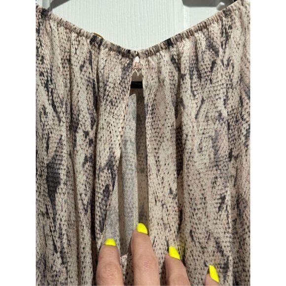 RAMY BROOK Lauren Blush Combo 100% Silk Smocked Waist Dress Small - Picture 15 of 15